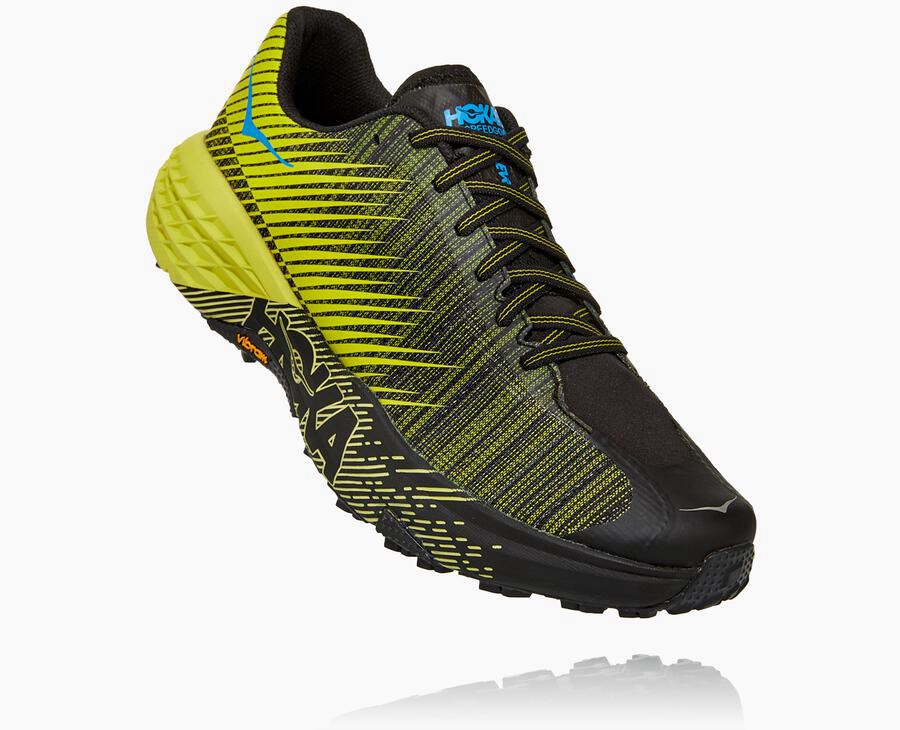 Hoka One One Evo Speedgoat - Men Trail Shoes - Black/Green,Australia VTJ-846935